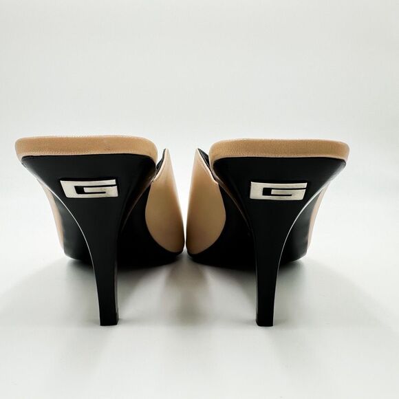 Gucci GG Neutral Leather Mules Heels Square Toe Sandals Size 38, 8 - Picture 2 of 15
